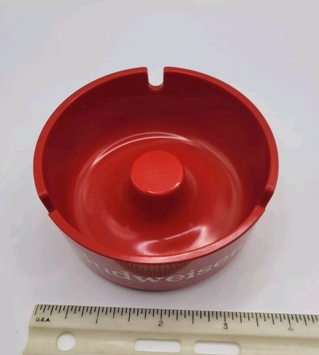 Vintage 1980's Budweiser Cherry Red & White 3 slot Ashtrays - Picture 3 of 6