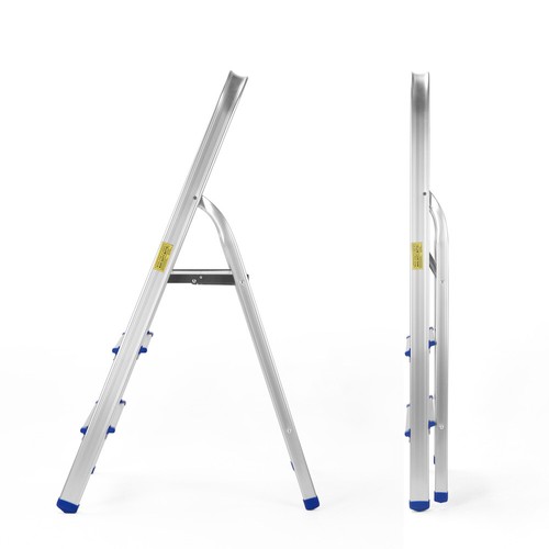 4 Step Ladder Multi Purpose Foldable Folding Aluminium Home Office Shop - Picture 2 of 5