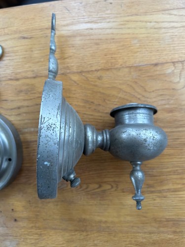 Cute Pair Nickle over Brass Wall Sconces, As Found, Need Restored, Free S/H - Picture 3 of 9