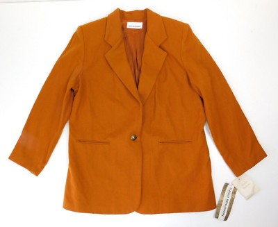 David Benjamin Womens Blazer Jacket 100% Wool Size 18 Orange