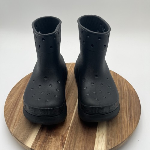 Crocs Women's Crush Rain Boots Black Rubber Platform Shoes Size 6 US - 第 2/8 張圖片