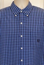CHAPS Men  s Button Down Easy Care Long Sleeve Blue Plaid Shirt Size M