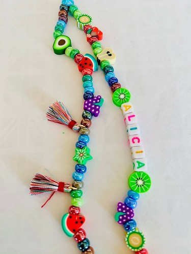 🥝Phone strap candy Alicia personalizzato con il nome e perline in vetro🥝 - Foto 4 di 6