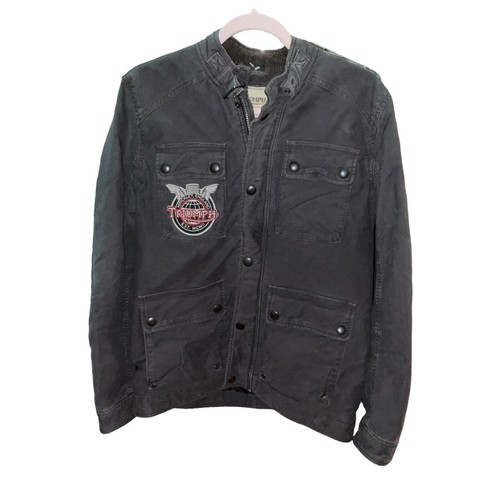 TRIUMPH Motorcycle LUCKY BRAND Limited Edition Gray Canvas Jacket - Mens Small - Picture 11 of 17