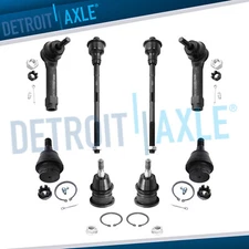 8pc Upper Lower Ball Joints + Tie Rods for Chevy Silverado GMC Sierra 1500 Yukon