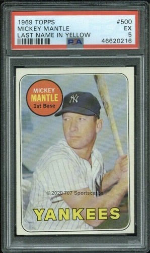 1969 Topps 500 YL Mickey Mantle PSA 5 (0216)