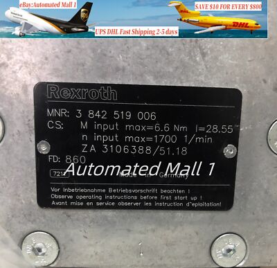 New Rexroth 3842519006 reducer MAX=6.6Nm MAX=1700 1/min