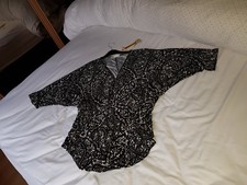 Image of BNWT soft touch oversize Womens trendy zip neck Top size S/M 10/12/14 black grey