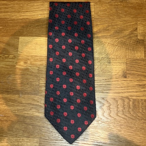 £95 CHRISTIAN LACROIX PARIS MENS NAVY & RED GEO WEAVE SILK TIE MADE IN FRANCE Y2 - Picture 4 of 9