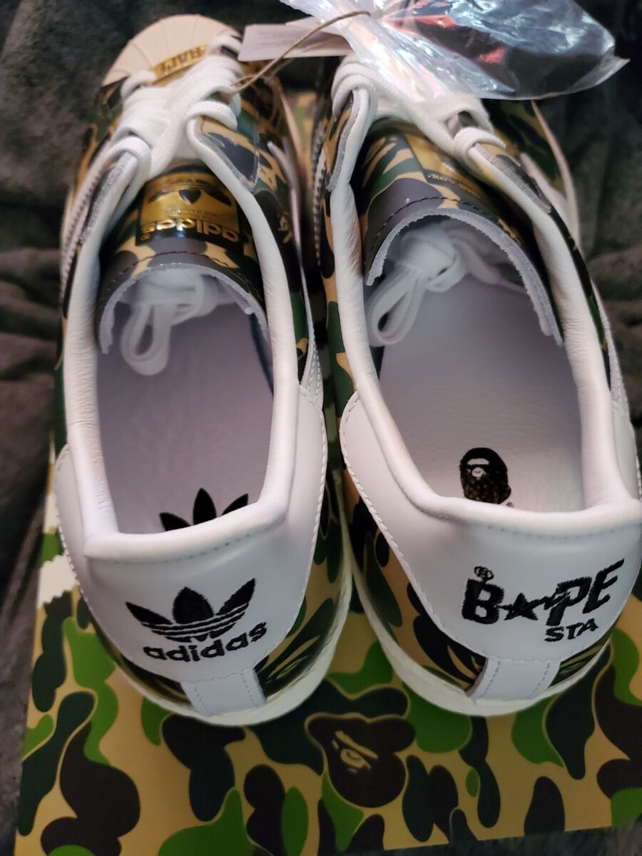 Adidas x Bape Superstar 80s Camo Green GZ8981 US Men Size 9.5