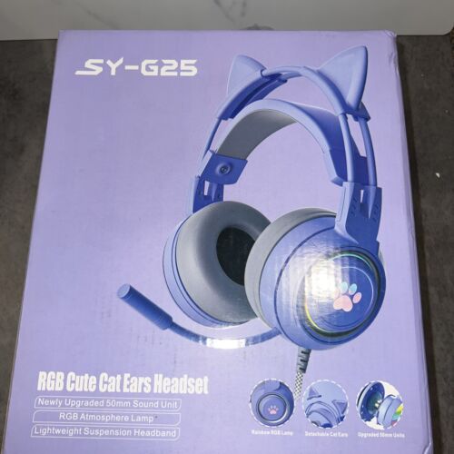 Wired Gaming Headset Sy-G25 with Microphone Detachable Cat Ear Noise Cancelling - Picture 2 of 5