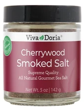 Viva Doria Cherrywood Smoked Sea Salt, Fine Grain, 5 Oz Glass Jar