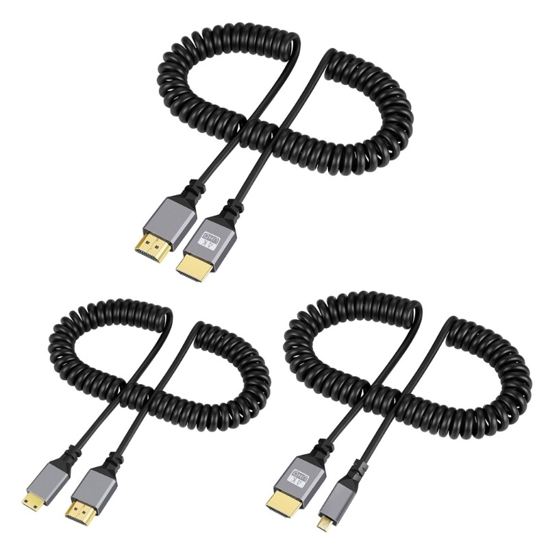 4K Ultra HD Coiled Male to Male Spiral Extension Cable