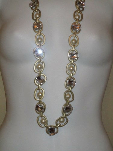Lee Angel Women's Pearl Gold Link Necklace NWT 498 - Picture 5 of 12