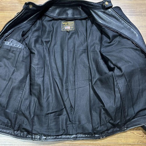 VANSON Men's Single Riders Jacket Leather Black Maid in USA authentic - Picture 15 of 19