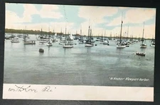 Half-Tone Postcard - BOATING SCENE - NEWPORT RI Rhode Island - 1906 (w postmark)