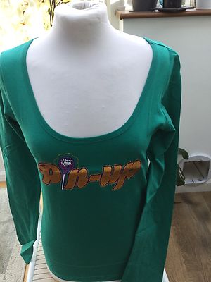 Chupa Chups T Tee Shirt Gr. S Teenager Mädchen Frau Jadegrün L S ''Pin Up'' Logo 