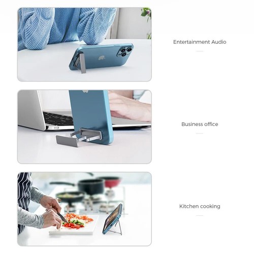 Foldable Phone Stand Aluminum Alloy Back Sticker Bracket Mini Phone Holder - Photo 4 sur 12