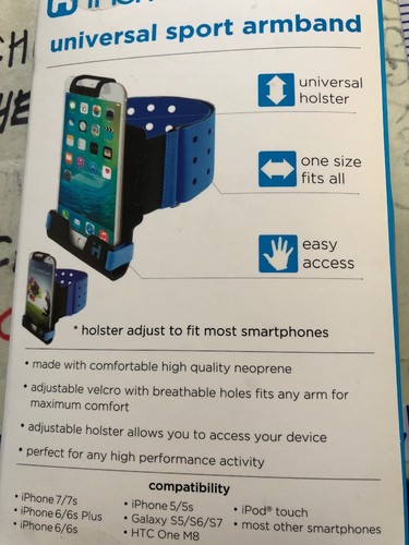IHome Fit Universal Sport Armband Adjustable Holster One Size Fits All in Blue - Picture 6 of 8