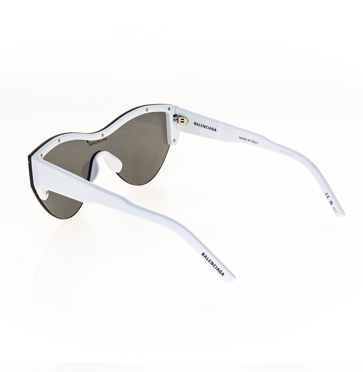 BALENCIAGA シルトフレムサンクラス BB0004S005 005 BALENCIAGA SKI 0004 White Silver Mirrored Mask Fashion