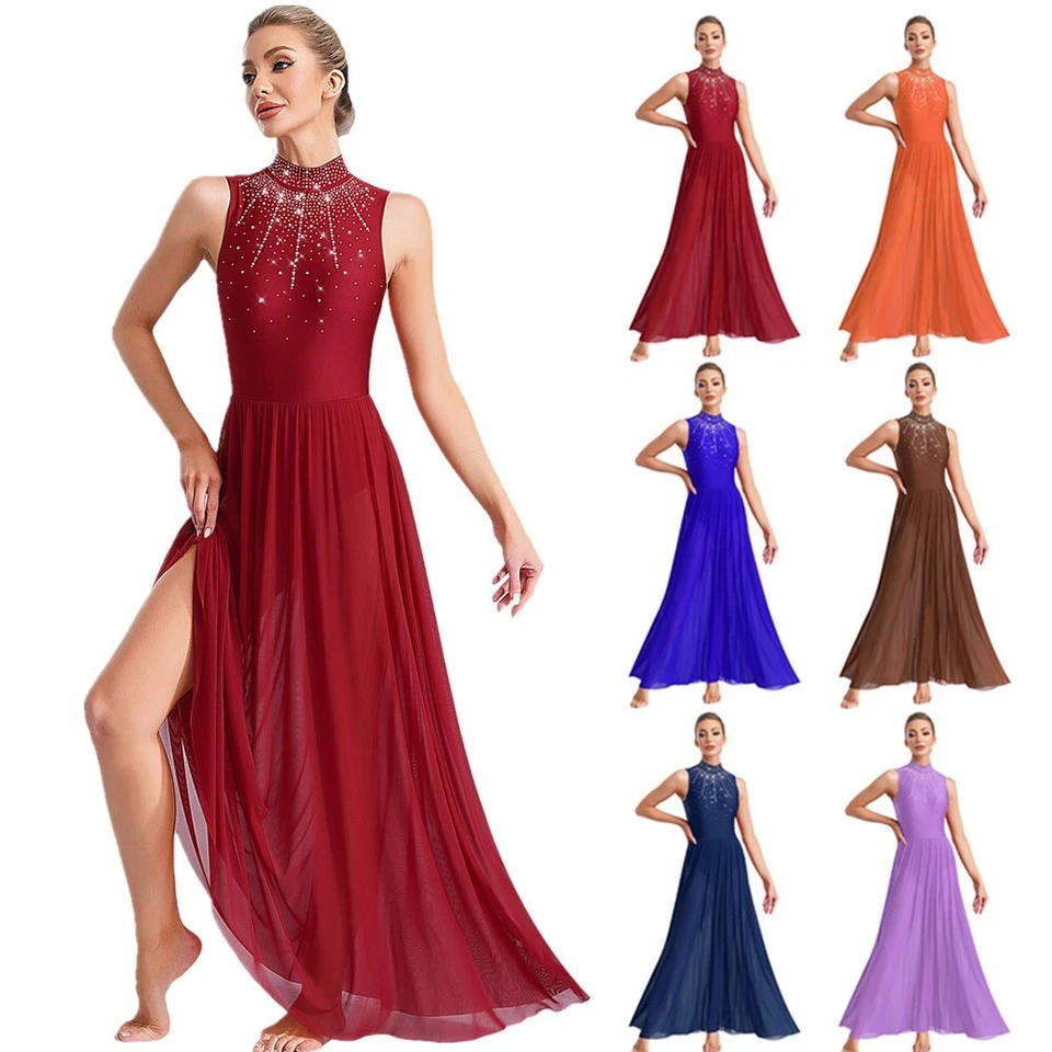 Frauen Trikotanzug Elegant Kleider Flüssig Lyrisches Tanzkleid Abschlussball - Bild 2 von 4