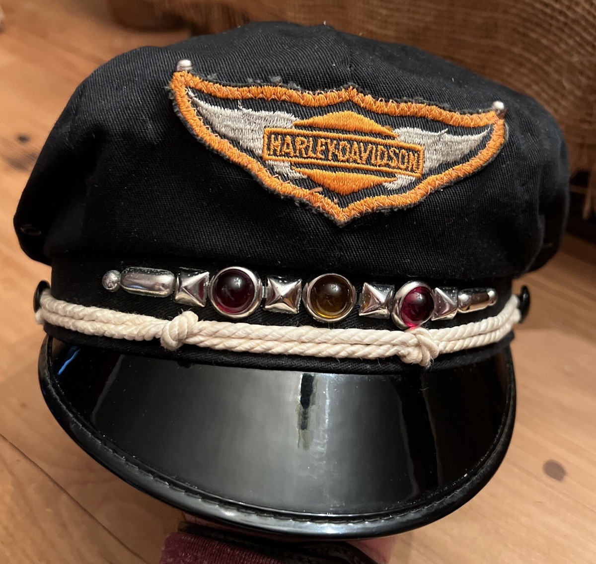 Vintage 1950s Harley Davidson Captains Hat Motorcycle Biker Size