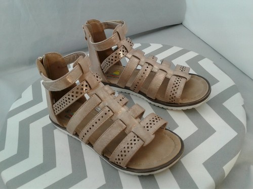 Aloha Island Size 9M Womens Gold Zip Back Strappy Gladiator Angle Shoes Sandals - Picture 2 of 7