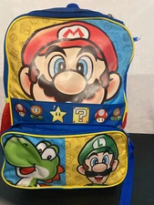 Nintendo Kids Super Mario Brothers Mario World Luigi Yoshi 17" Laptop Backpack