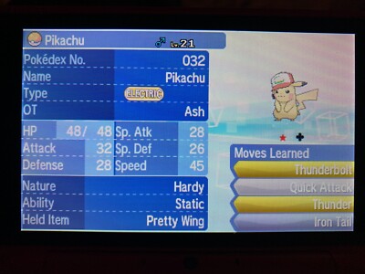 Shiny Partner Cap Pikachu Lv21 (Pikachu Valley Pokemon Event