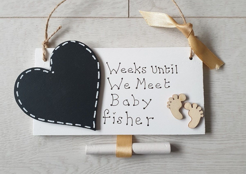 Chalkboard Countdown to Birth plaque/sign BABY SHOWER gift Can be Personalised - Picture 7 of 10
