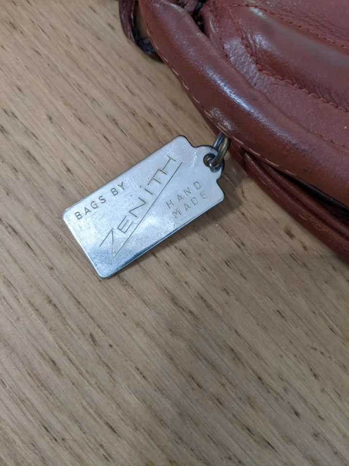 12" Wide Zenith Hand Made Leather Brown bag - Image 4 of 4