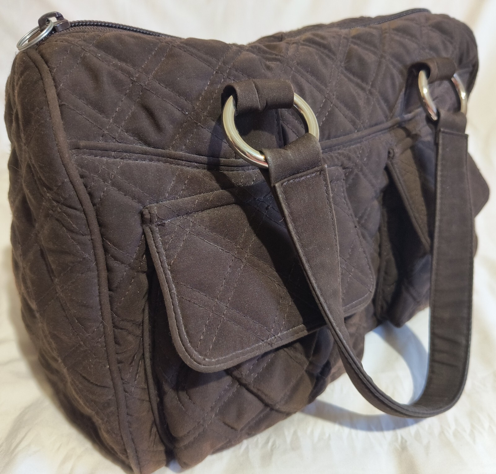 GUC Vera Bradley Tote Brown Handbag Purse Classic Espresso Quilted Cargo Satchel