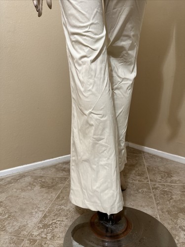 Women’s Ivory Polyester Casual Summer Stretch Slim Flared Zipper Size S Pants - Picture 19 of 20