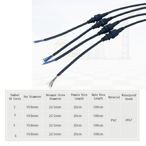 Wasserdicht Männlich Weiblich Kabel 2 3 4 5 Pins Elektrischer Netzstecker Buchse - Bild 3 von 12
