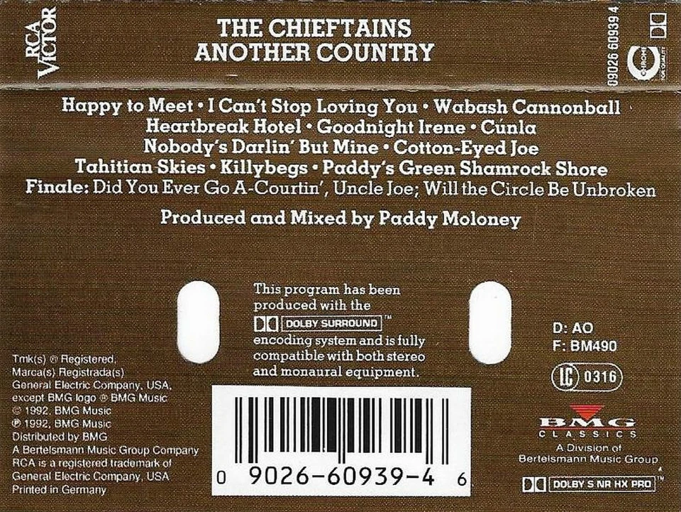 CHIEFTAINS ANOTHER COUNTRY CASSETTE ALBUM RICKY SKAGGS CHET ATKINS DON WILLIAMS - Image 3 of 4