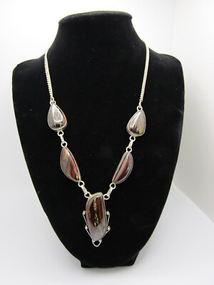 Stunning Sterling Silver Mahogany Stone Necklace Pendant 12