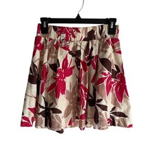 ABERCROMBIE FITCH Teen / Ladies Cream Linen Short Floral Skirt with Pockets, S
