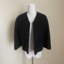 Vintage 60s LILLI ANN Wool Boucle Black Suit Jacket Coat Rockabilly Mod