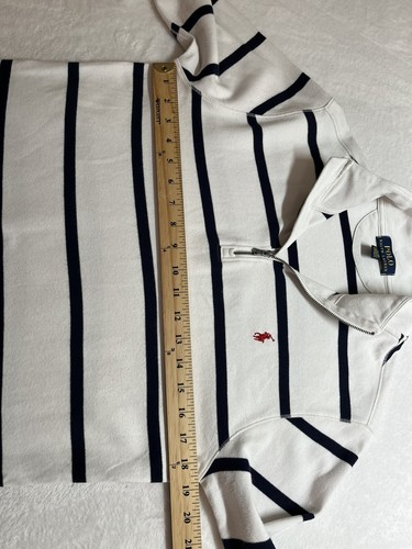Polo Ralph Lauren Boys 1/4 Zip Mock Striped Pullover Sweater XL Off White Preppy - Picture 8 of 9