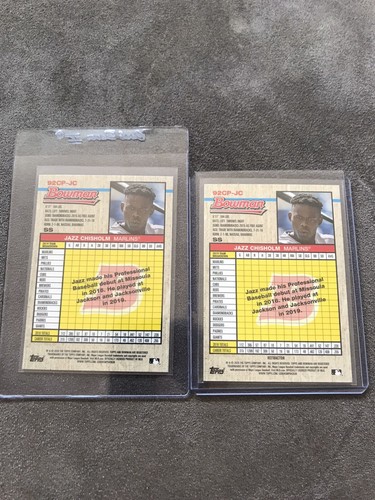 2020 Bowman Heritage Chrome Jazz Chisholm Refractor #92CPJC /199 & Base - Picture 3 of 3