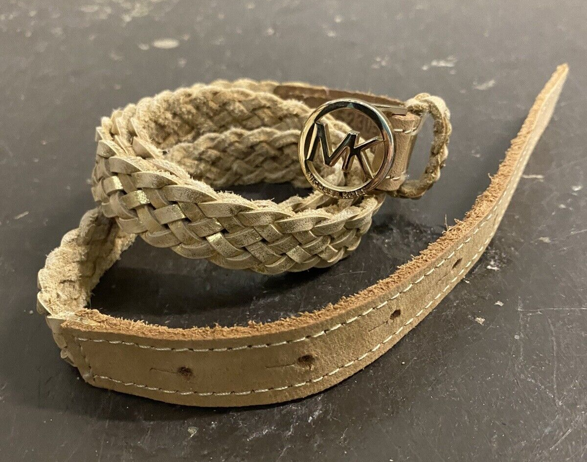 Women's Michael Kors Belt Size Large Gold Tone Leather Woven