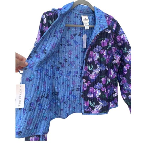 Appleseed’s Women’s M Canterbury Floral Reversible Quilted Purple & Blue Jacket - Picture 7 of 13