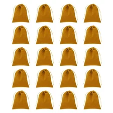 20pcs Flocked Drawstring Bag 3.9 x 4.7 Inch Jewelry Pouches Gift Bags, Khaki