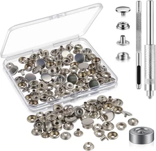 Essential Snap Fasteners Kit: 200 15MM Snaps for Fabric & Leather Crafts Silver