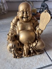 LARGE BUDDAH FIGURE GOLD COLOURED HEAVY RESIN BY THE JULIANA COLLECTION
