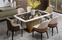 Tisch Esszimmer Garnitur Esstisch Stuhl Set 7Tlg. Leder Edelstahl Lehn StüHle