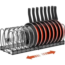 Pot & Pan Organizer Rack for Cabinet |Adjustable | Expandable 22.83” W x 7.09” D
