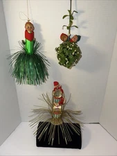 Vintage Assorted Lot Plastic Elf Christmas Ornaments Mistletoe Elf Drummer Elf