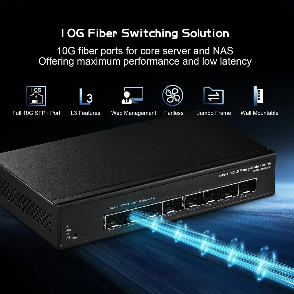 Metal Fanless 10G SFP Managed Switch - 8 Ports for Enhanced Network Performance - Image 4 of 4
