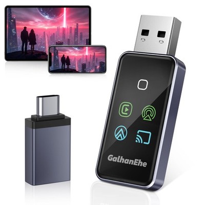 4 In 1 Wireless CarPlay Adapter, Screen Mirroring Adapter iPhone iOS 10+ & An...
